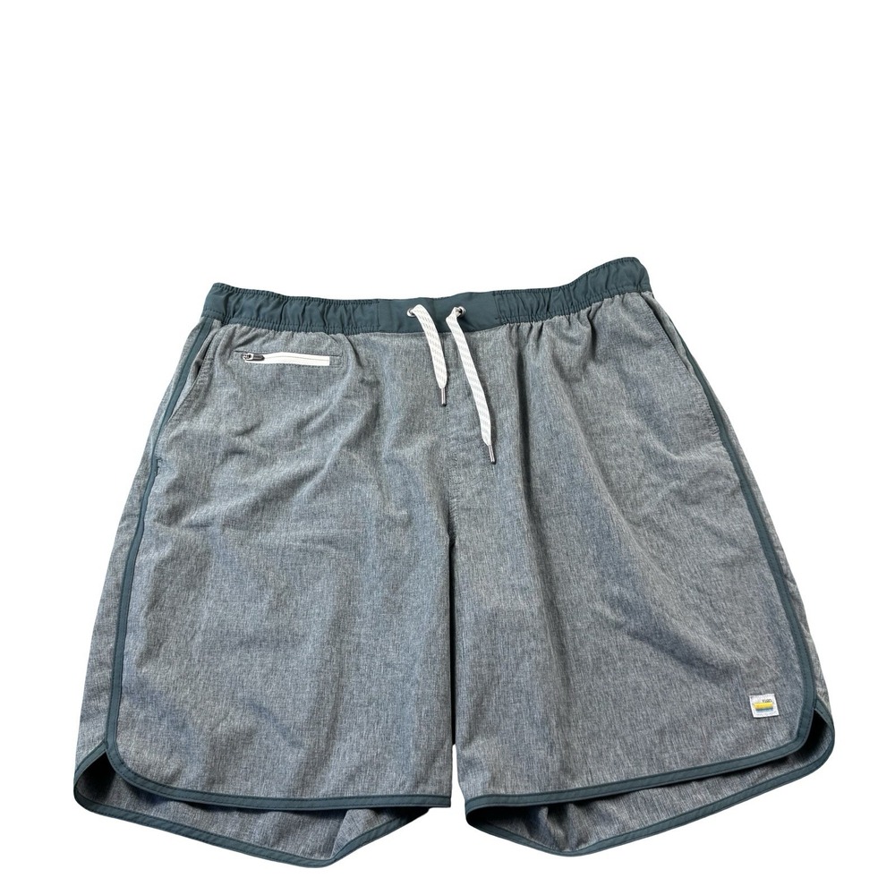 Vuori Heathered Blue Banks Athletic Shorts Men 2XL XXL Drawstring 7in Inseam